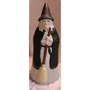 Vintage Empire Lighted Halloween Wicked Witch With Broom Blow Mold - 3.5' Tall